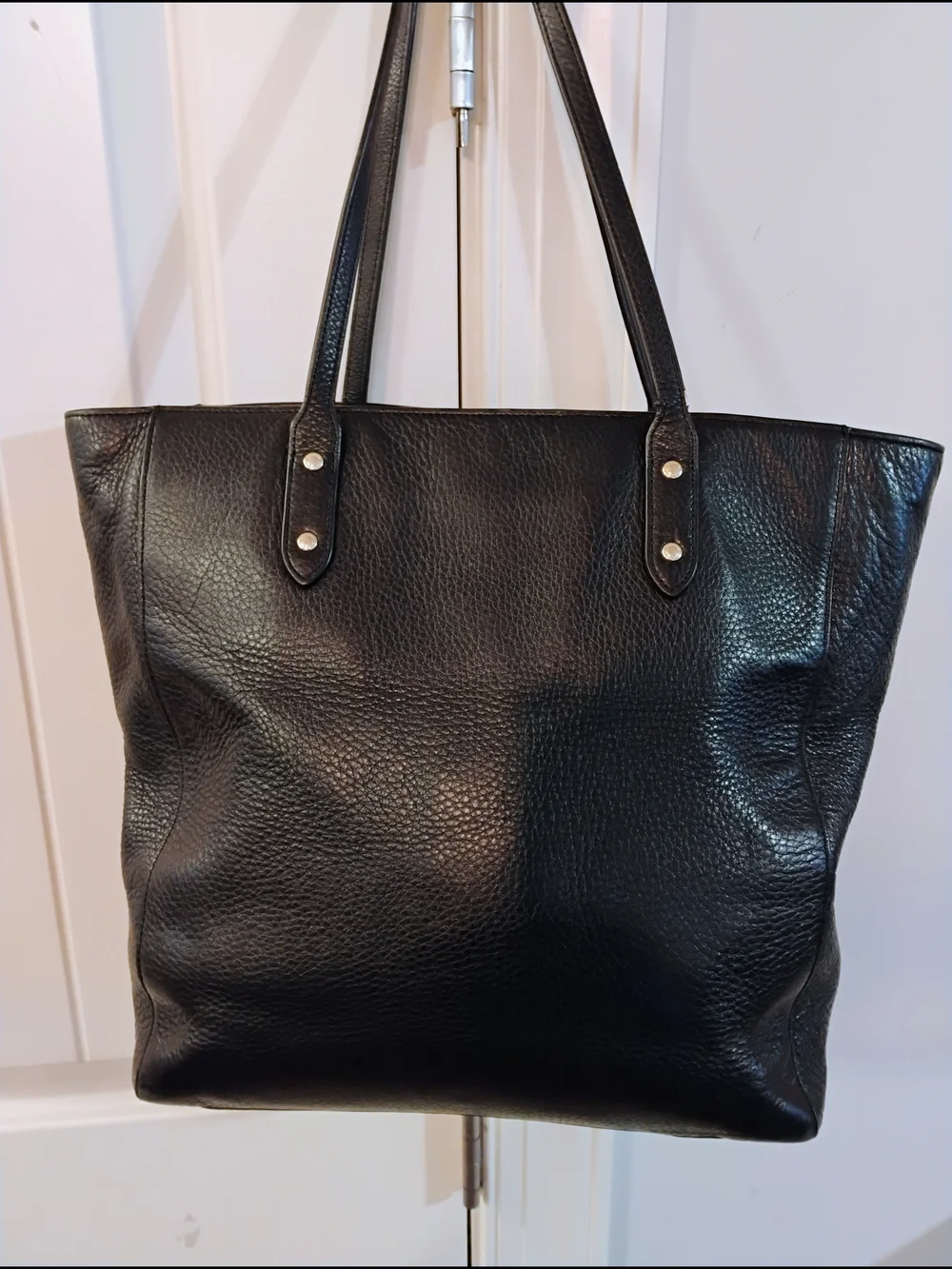 Coach F12484 Black Pebbled Leather Turnlock Carryall Stachel Tote  Purse